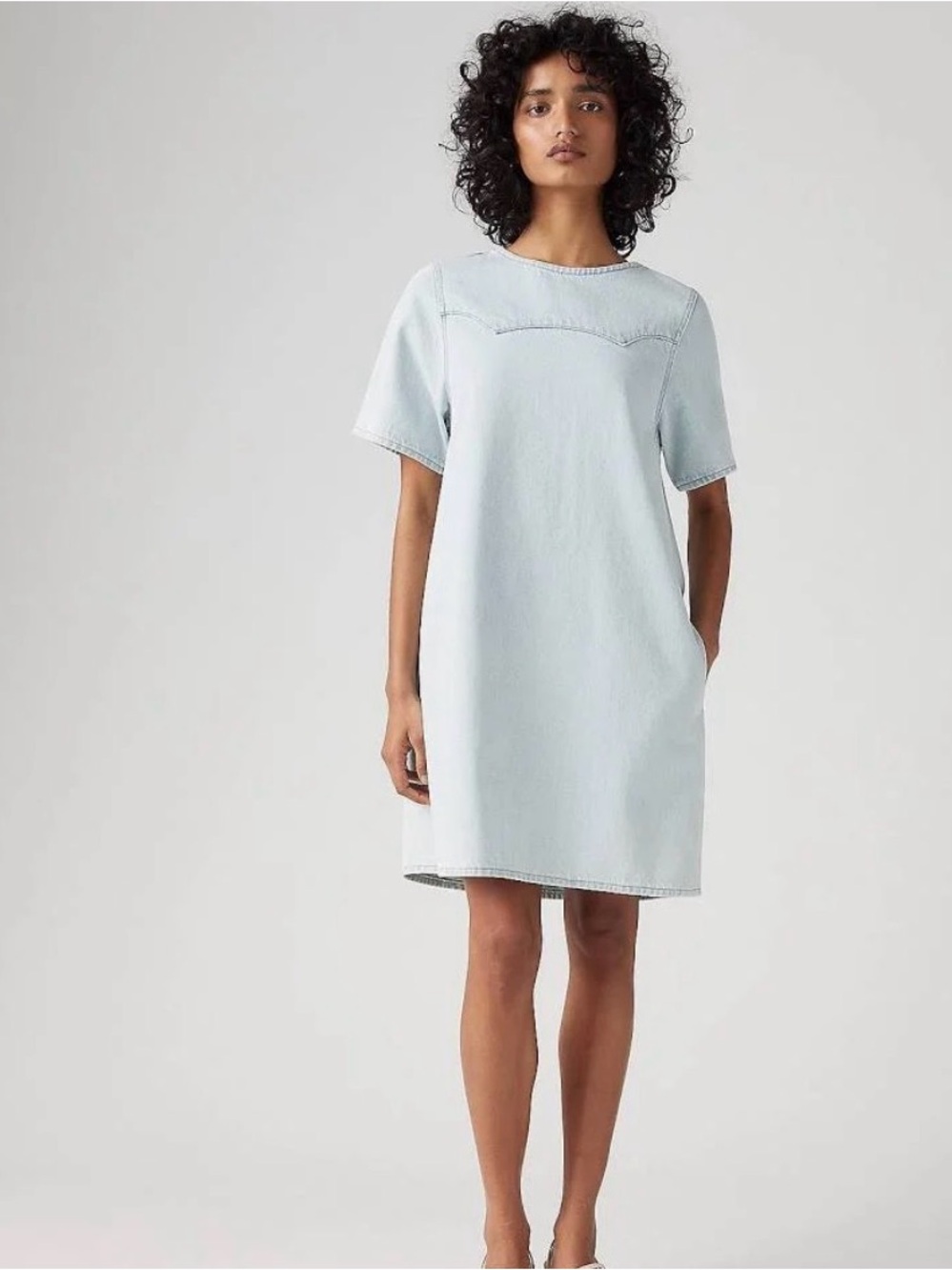 Levi's Light Blue Short Sleeve Denim Shift Dress